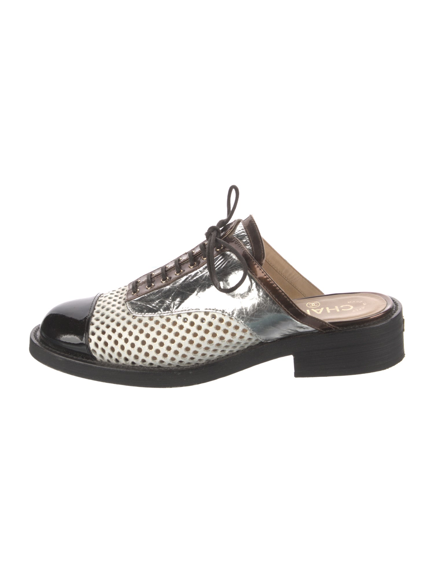 Chanel Interlocking CC Logo Leather Mules