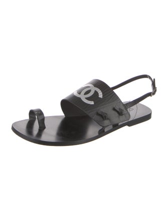 Chanel 2021 Interlocking CC Logo Slingback Sandals