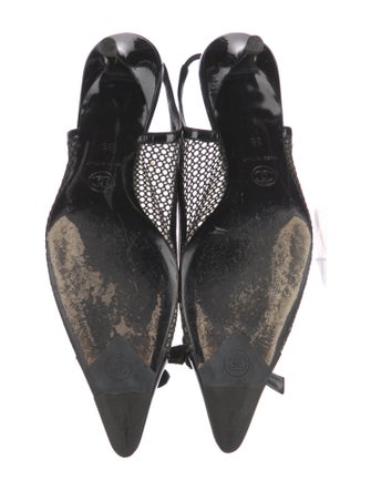 Chanel Interlocking CC Logo Patent Leather Slingback Pumps