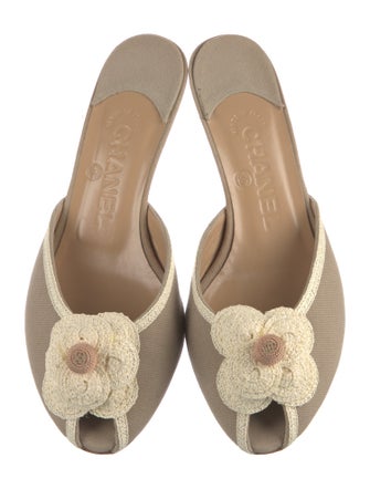 Chanel Interlocking CC Logo Canvas Mules