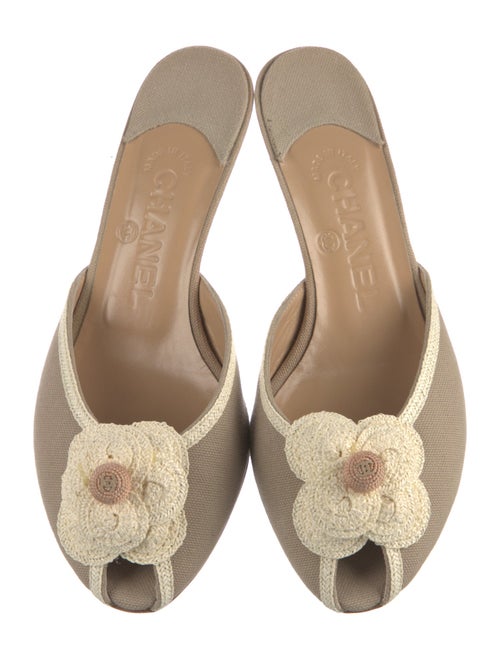 Chanel Interlocking CC Logo Canvas Mules