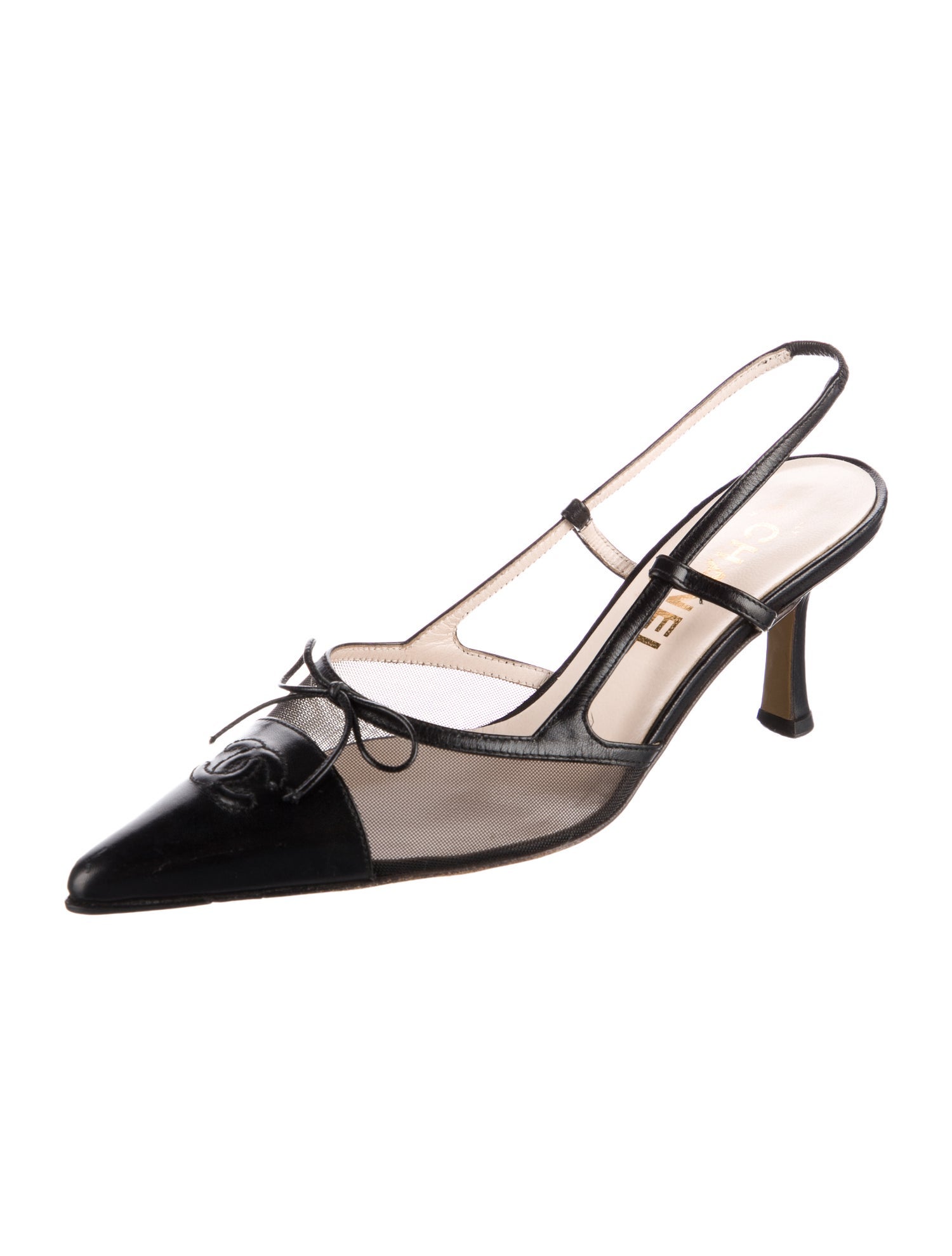 Chanel Vintage Interlocking CC Logo Slingback Pumps