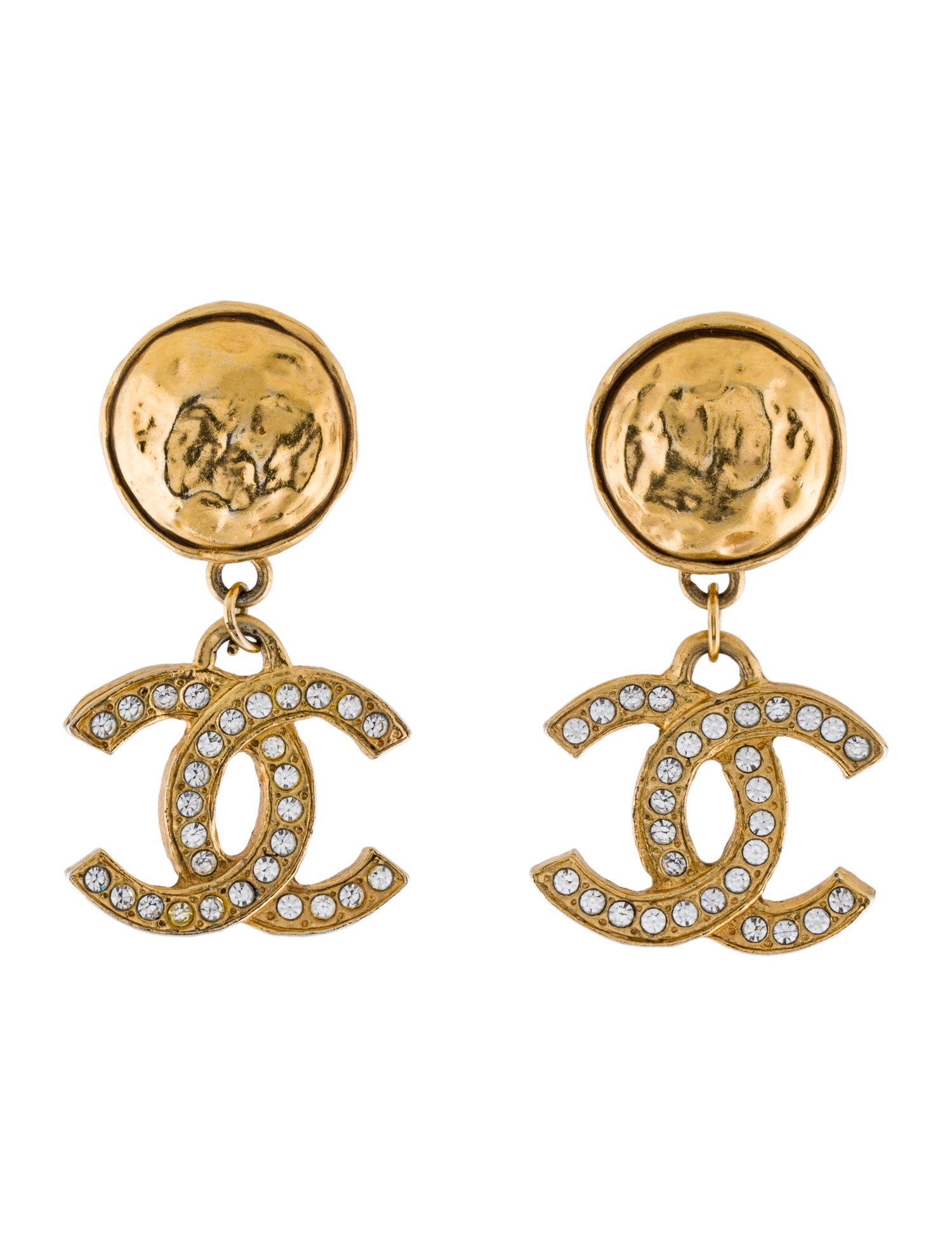 Chanel Vintage Strass CC Drop Earrings