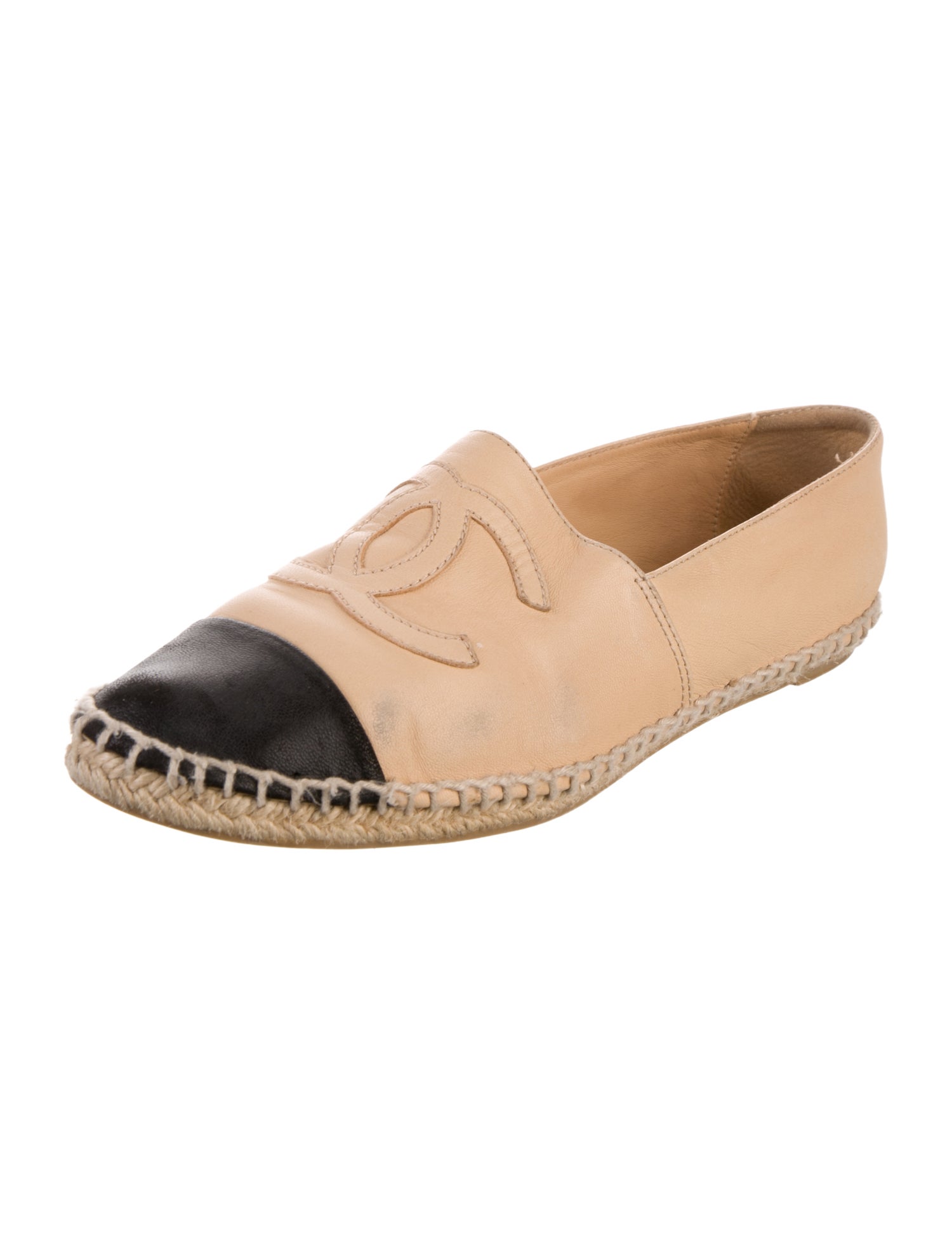 Chanel Interlocking CC Logo Leather Espadrilles