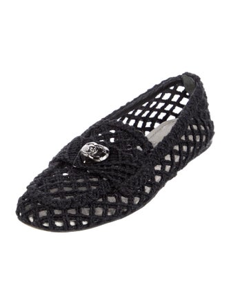 Chanel Interlocking CC Logo Raffia Ballet Flats