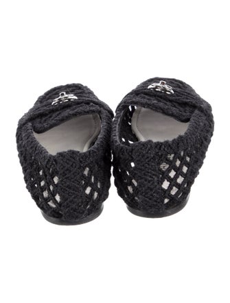 Chanel Interlocking CC Logo Raffia Ballet Flats