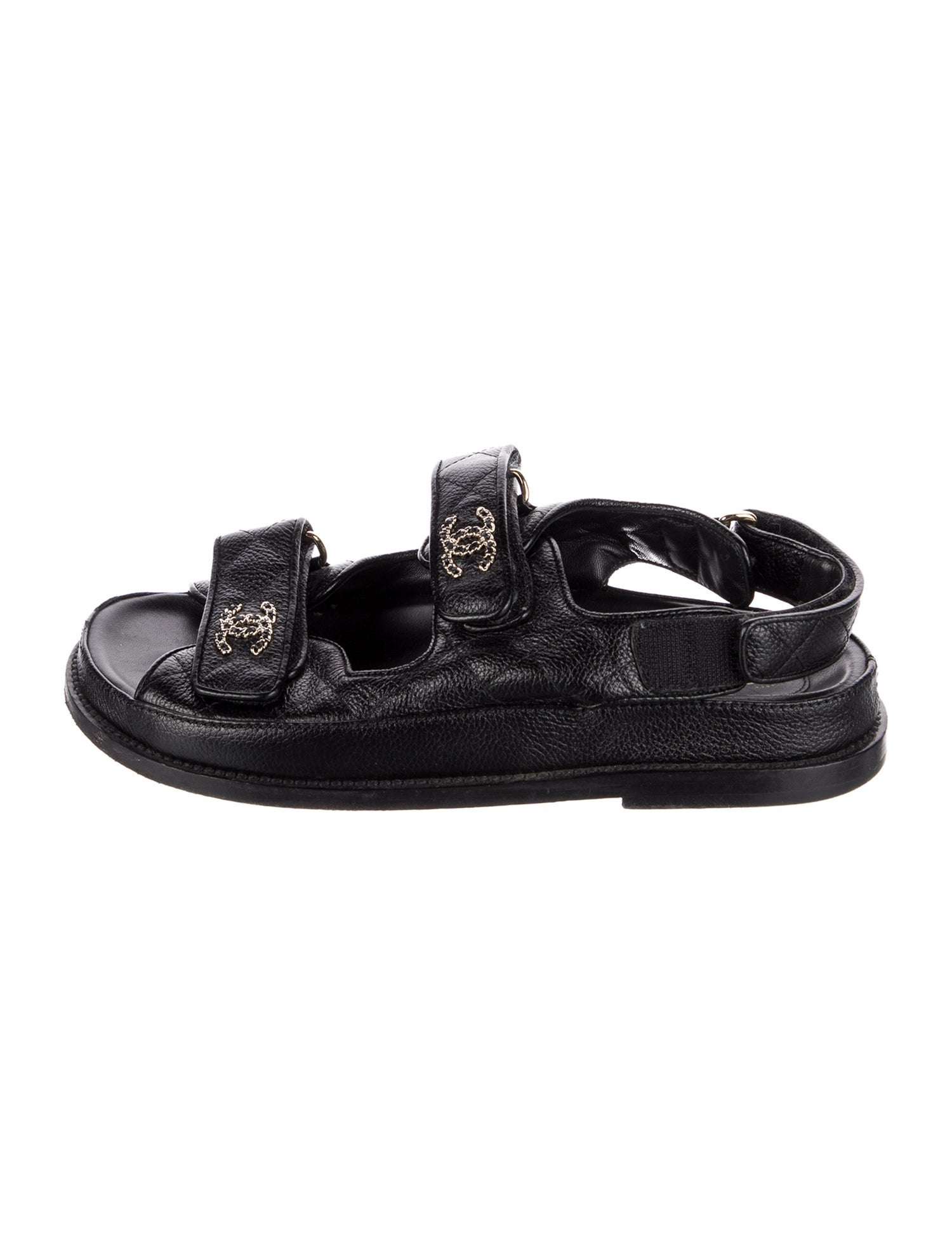 Chanel Interlocking CC Logo Leather Sandals