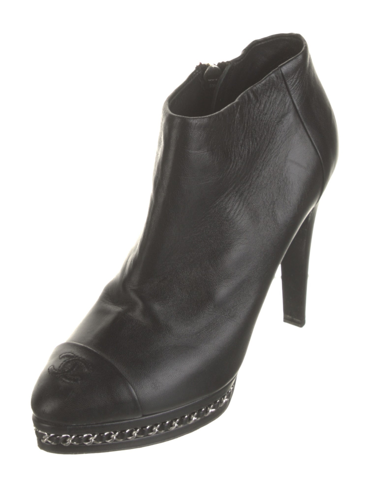 Chanel Interlocking CC Logo Leather Boots