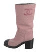 Chanel Interlocking CC Logo Tweed Rain Boots