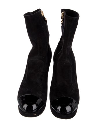 Chanel Interlocking CC Logo Suede Boots