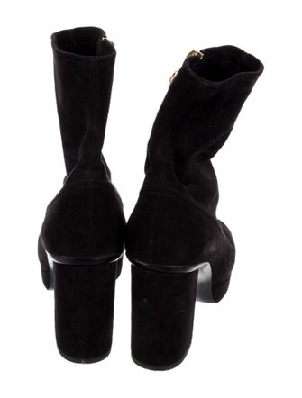 Chanel Interlocking CC Logo Suede Boots