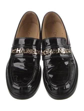 Chanel Interlocking CC Logo Patent Leather Loafers