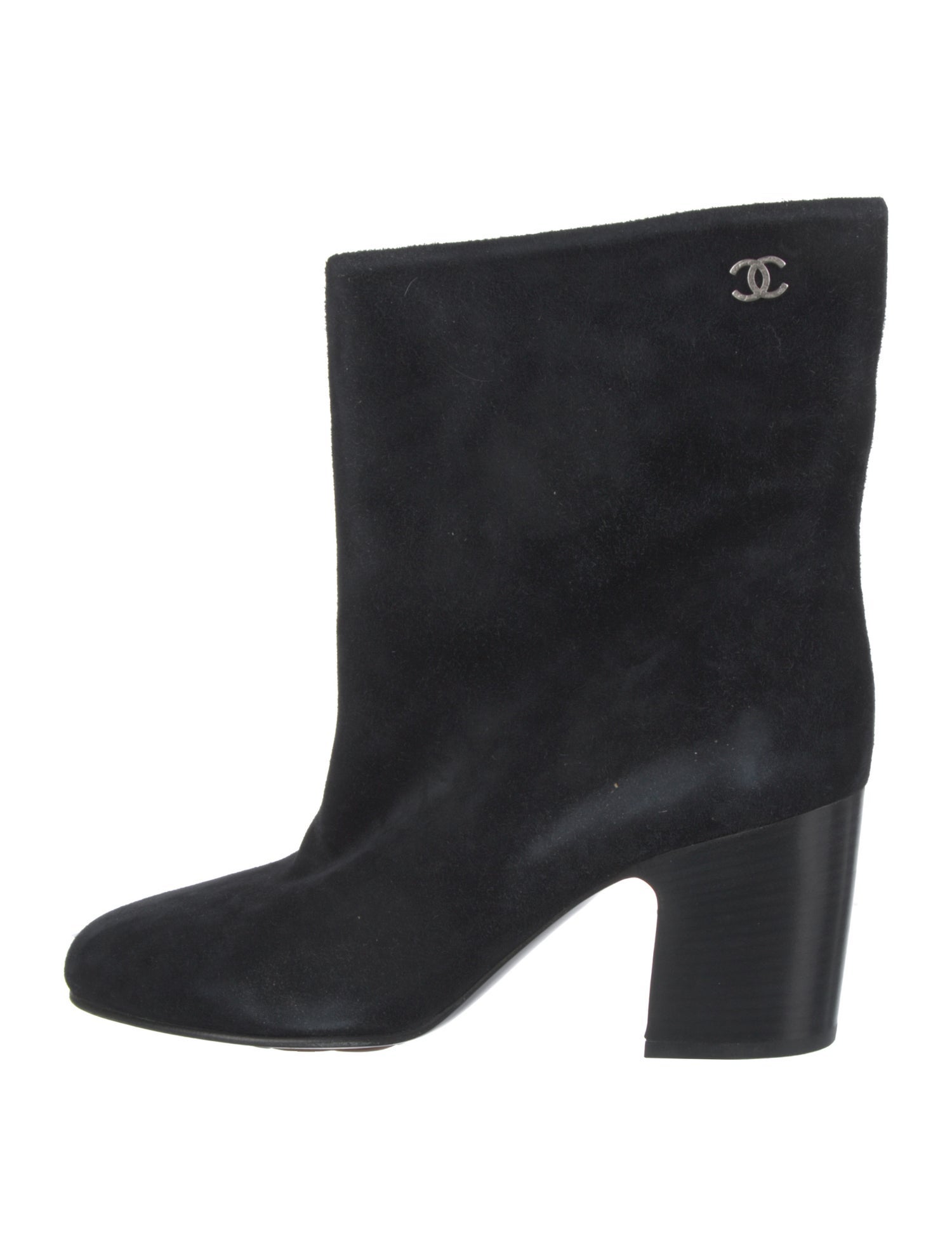 Chanel Interlocking CC Logo Suede Boots