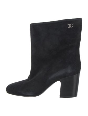 Chanel Interlocking CC Logo Suede Boots