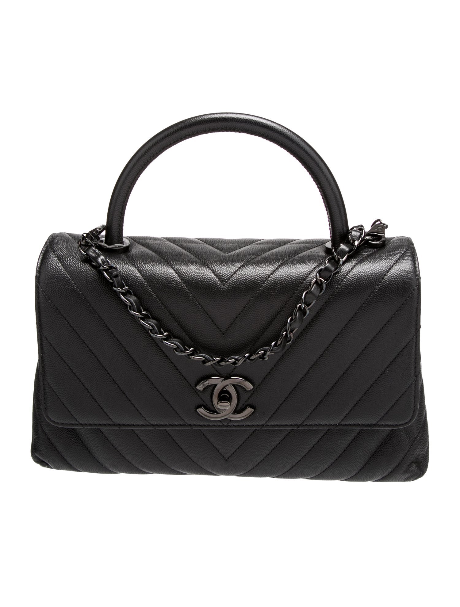 Chanel Medium So Black Chevron Coco Handle Bag