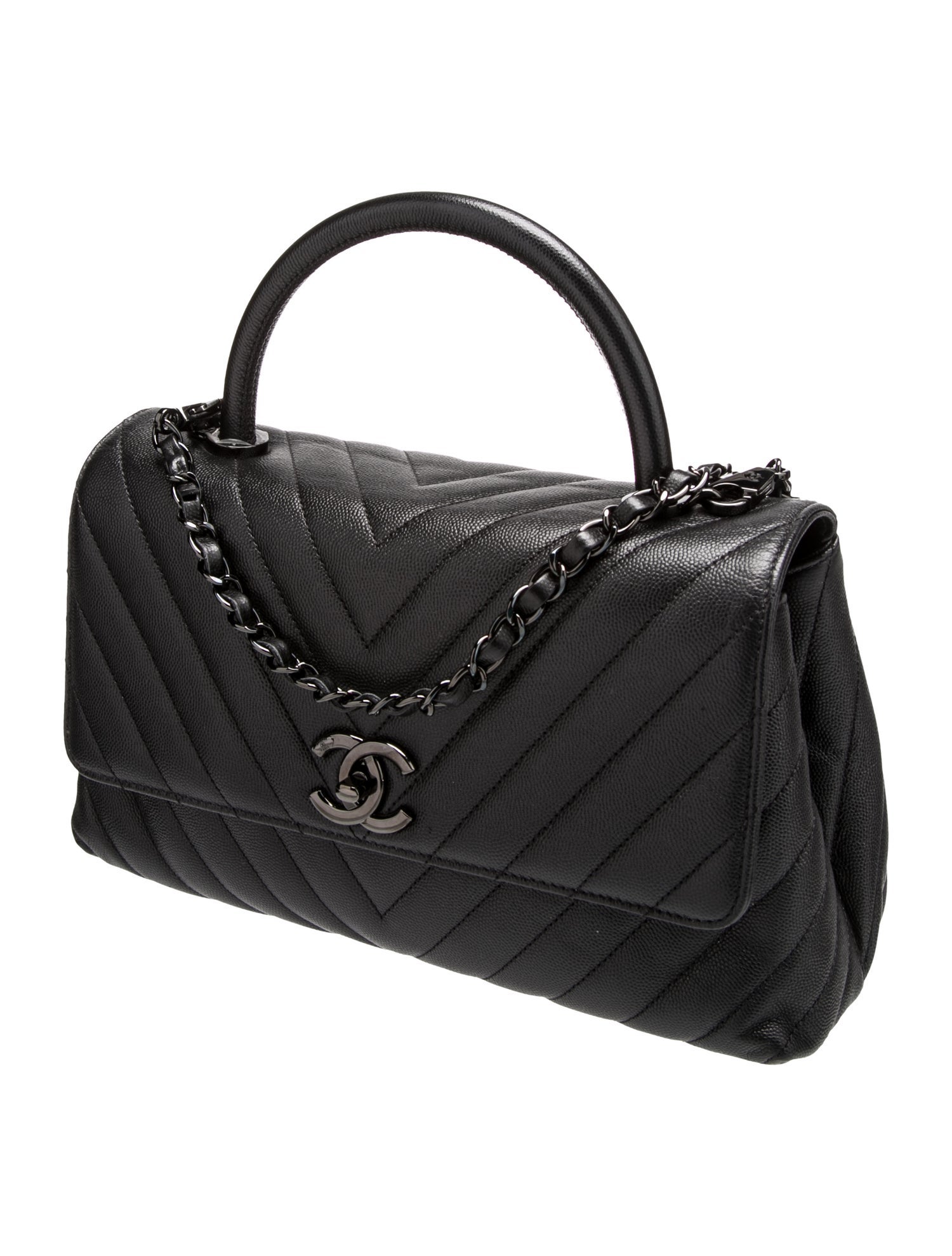 Chanel Medium So Black Chevron Coco Handle Bag