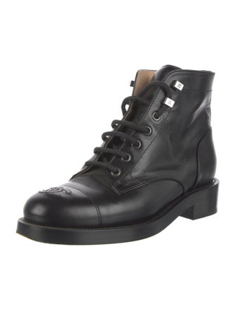 Chanel Interlocking CC Logo Leather Combat Boots