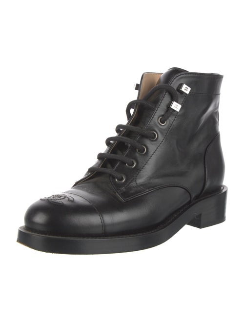 Chanel Interlocking CC Logo Leather Combat Boots