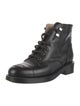 Chanel Interlocking CC Logo Leather Combat Boots