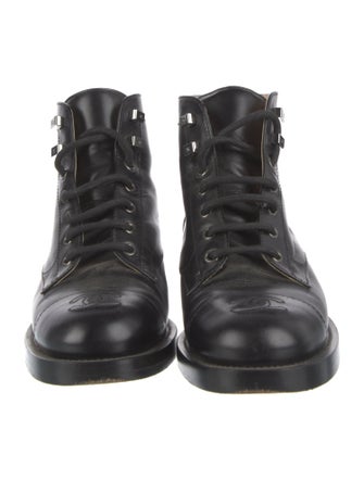 Chanel Interlocking CC Logo Leather Combat Boots