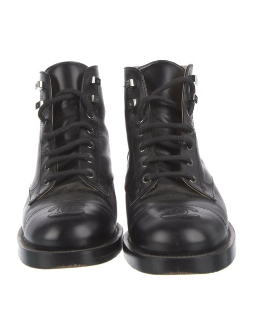 Chanel Interlocking CC Logo Leather Combat Boots