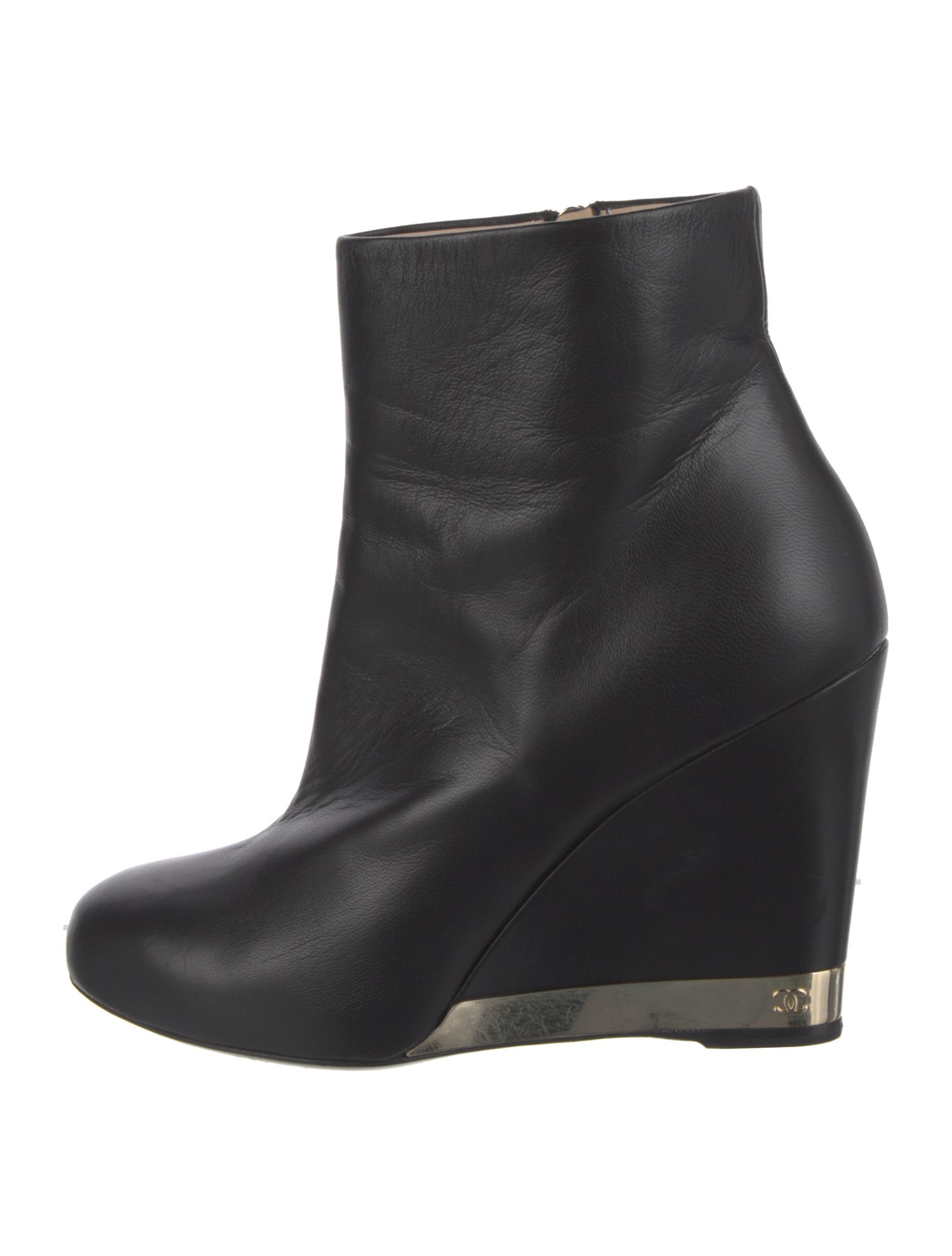 Chanel Interlocking CC Logo Leather Boots