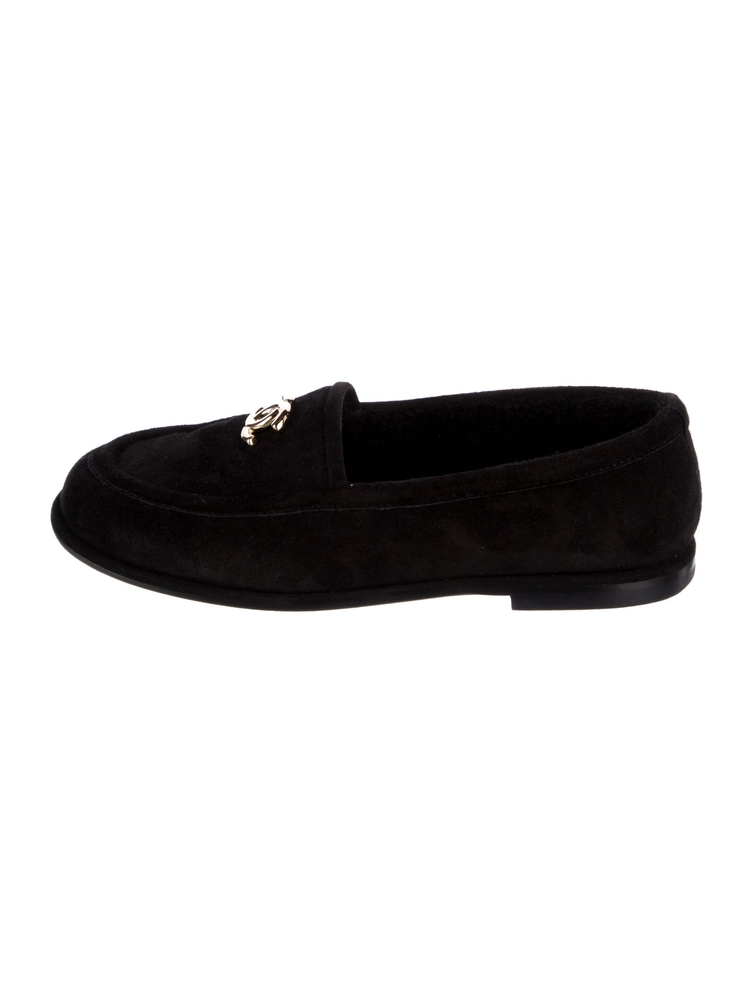 Chanel Interlocking CC Logo Suede Loafers