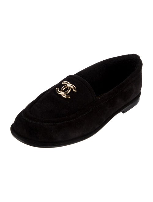 Chanel Interlocking CC Logo Suede Loafers