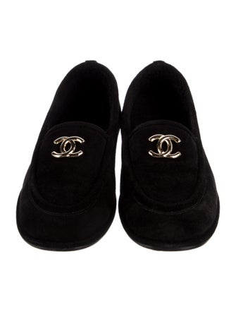 Chanel Interlocking CC Logo Suede Loafers