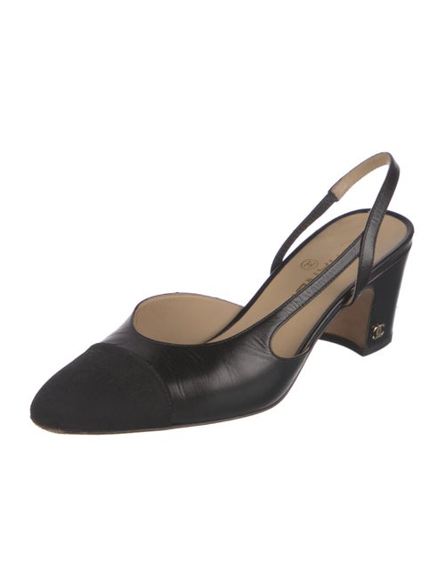 Chanel Interlocking CC Logo Goat Leather Slingback Pumps