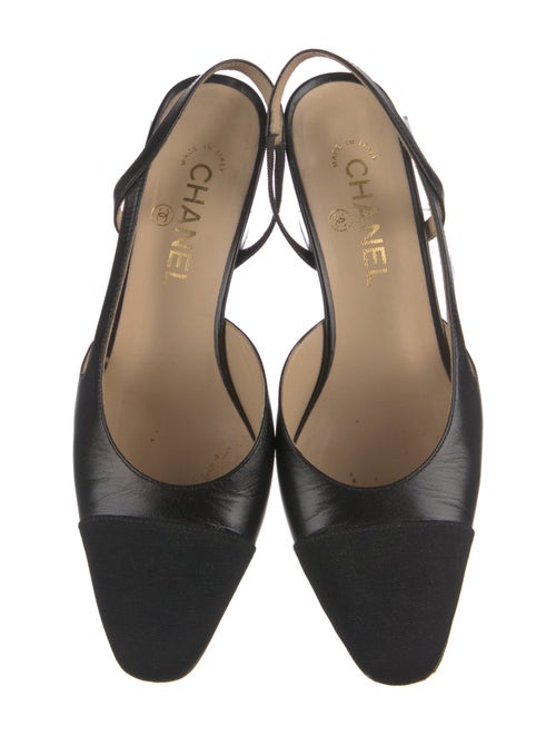Chanel Interlocking CC Logo Goat Leather Slingback Pumps
