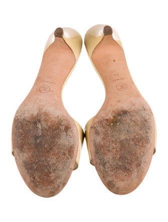 Chanel Interlocking CC Logo Patent Leather Slides