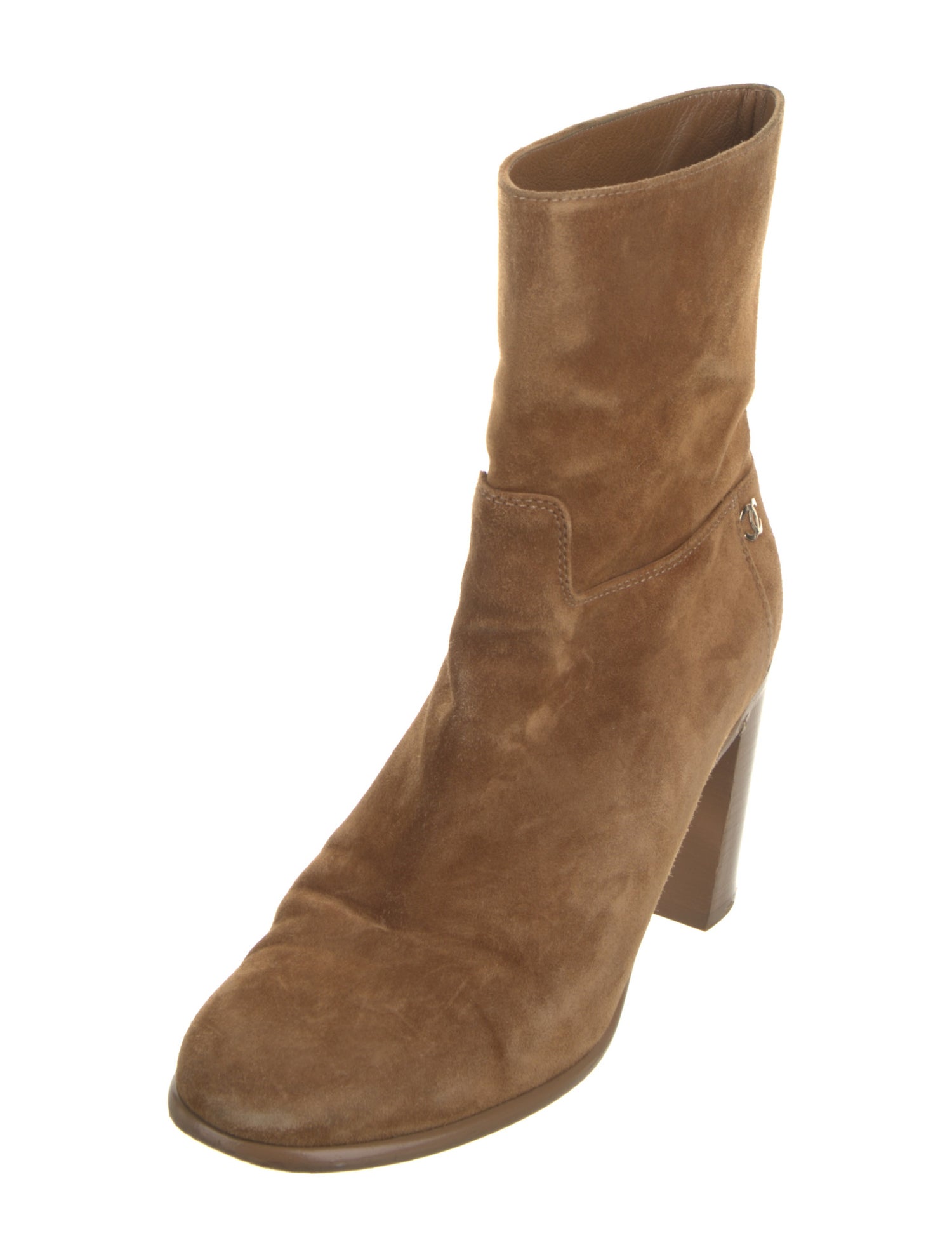 Chanel Interlocking CC Logo Suede Boots