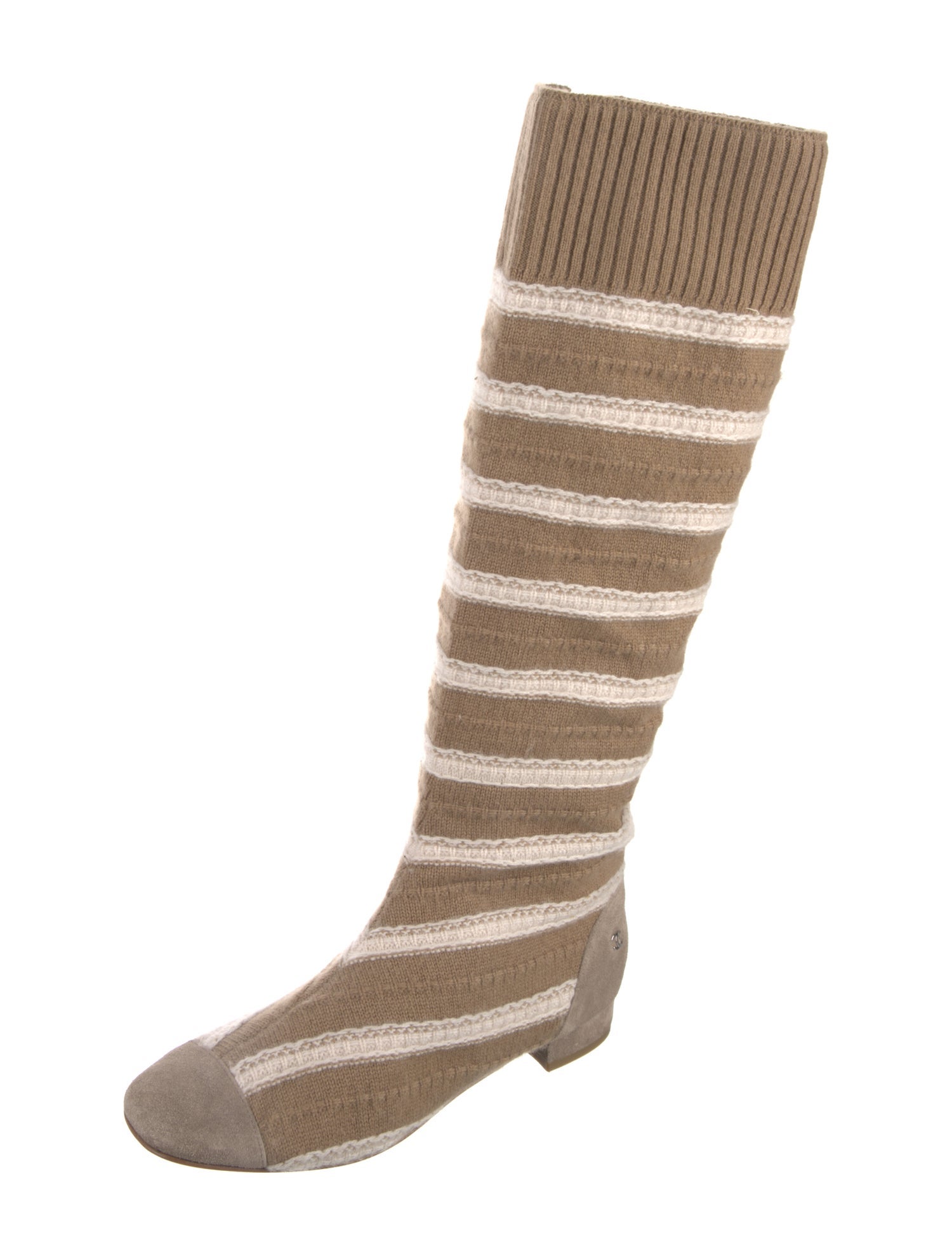 Chanel Interlocking CC Logo Wool Riding Boots