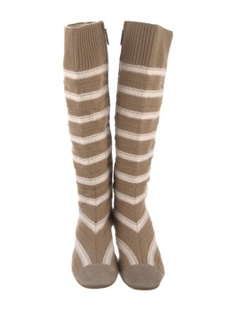 Chanel Interlocking CC Logo Wool Riding Boots