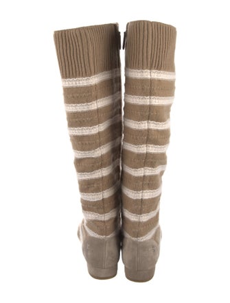 Chanel Interlocking CC Logo Wool Riding Boots