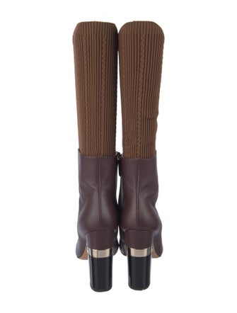 Chanel Interlocking CC Logo Leather Sock Boots