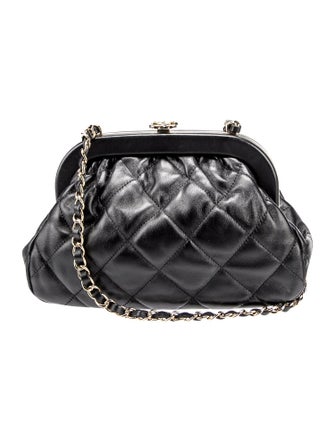 Chanel Quilted CC Kisslock Clutch w/ Chain