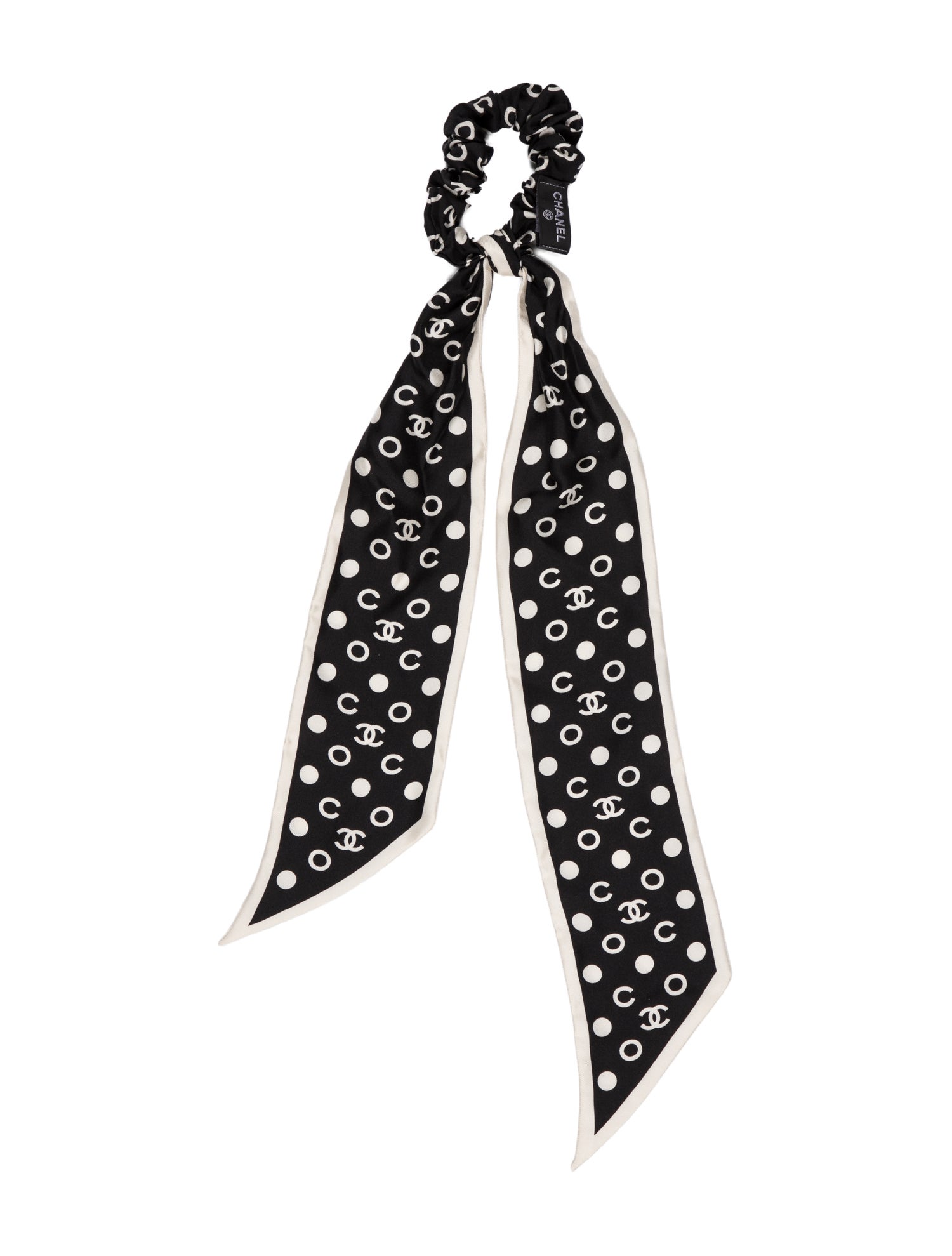 Chanel 2022 Polka Dot CC Hair Scrunchie