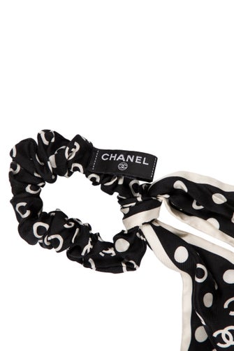 Chanel 2022 Polka Dot CC Hair Scrunchie