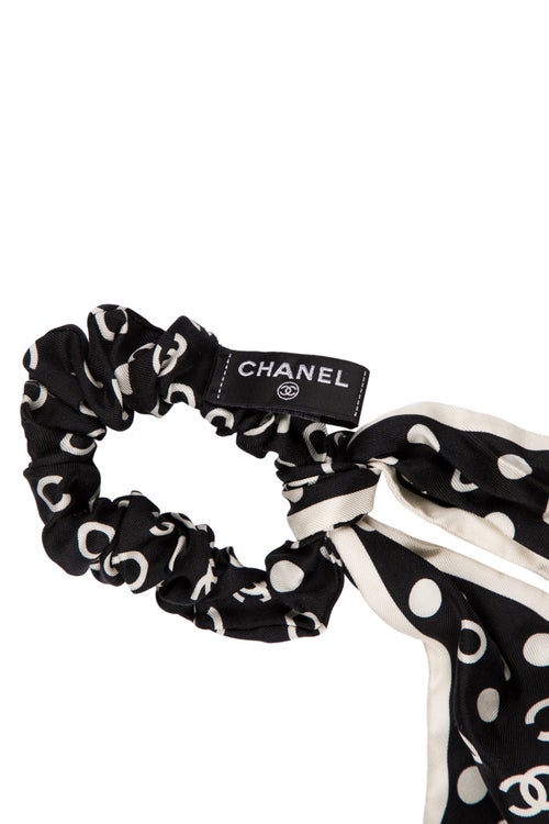 Chanel 2022 Polka Dot CC Hair Scrunchie