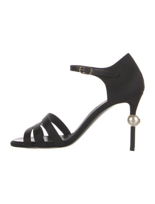 Chanel Interlocking CC Logo Satin Sandals
