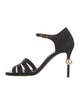Chanel Interlocking CC Logo Satin Sandals