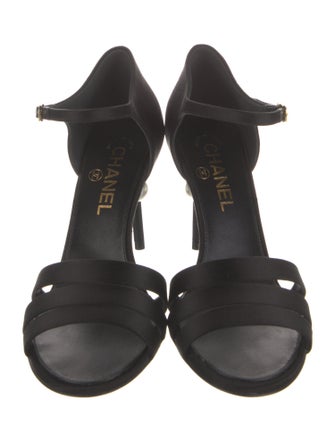 Chanel Interlocking CC Logo Satin Sandals