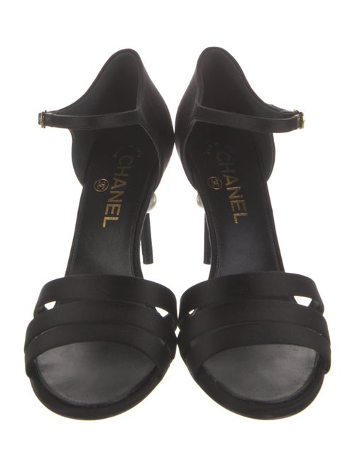 Chanel Interlocking CC Logo Satin Sandals