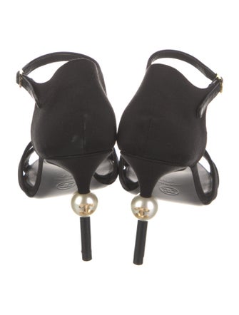 Chanel Interlocking CC Logo Satin Sandals