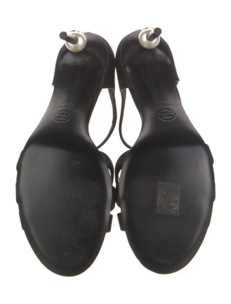 Chanel Interlocking CC Logo Satin Sandals