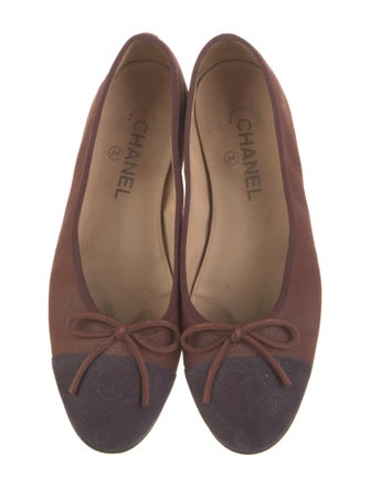 Chanel Interlocking CC Logo Leather Ballet Flats