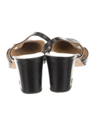 Chanel Interlocking CC Logo Leather Slingback Pumps