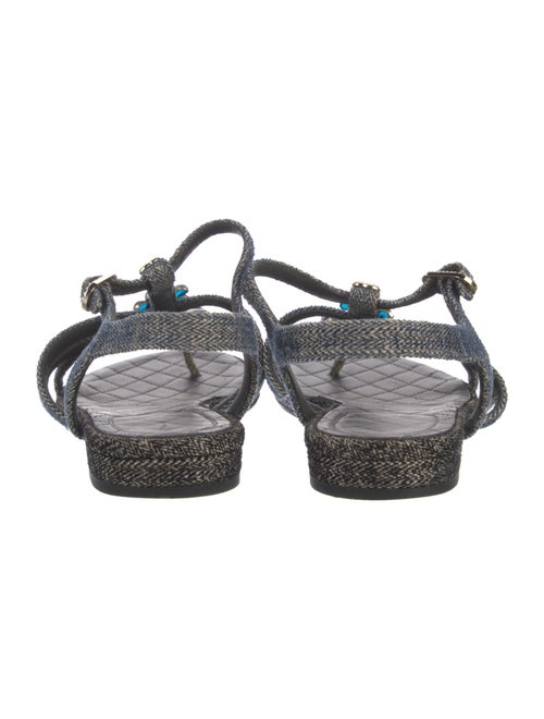 Chanel Interlocking CC Logo Denim Slingback Sandals